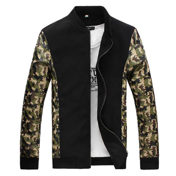 

men fashion pu jackets large size m-8xl stand collar slim fit coats camouflage flowers printed zipper thin clothes 4 styles k249, Black;brown