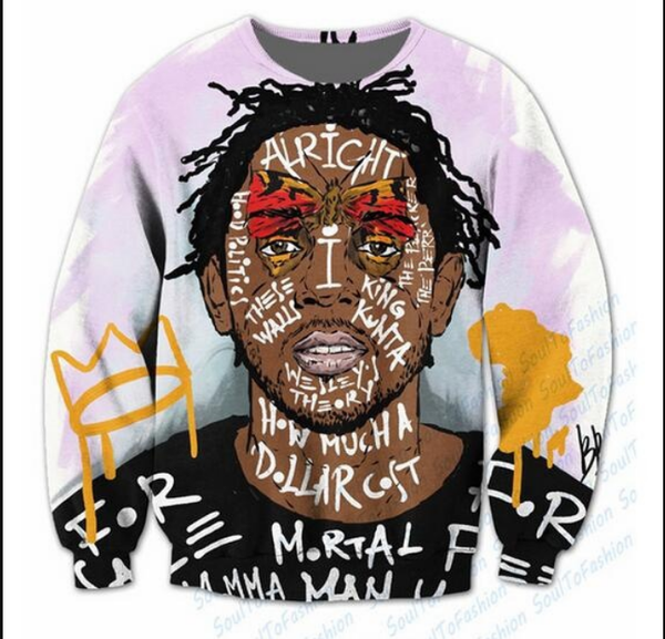 

wholesale-fashion womens/mens kendrick lamar compton legend sublimation funny 3d print casual sweatshirt plus size qq016, Black