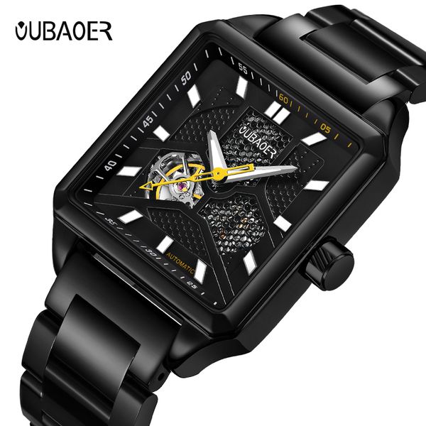

oubaoer business mechanical watches mens skeleton automatic watch men relojes hombre male clock reloj hombre orologio uomo, Slivery;brown