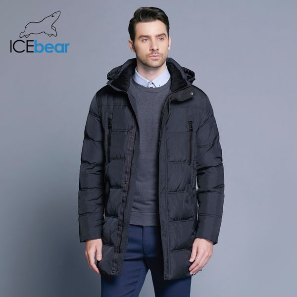 

2018 warm men's warm winter jacket windproof casual outerwear thick medium long coat men parka 16m899d, Black