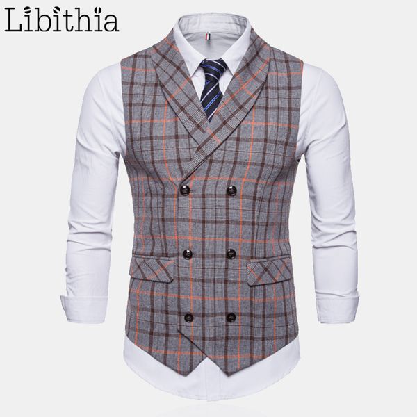 

men's casual sleeveless jacket coat formal waistcoats dress suit vest double-breasted luxury vest british autumn suit t191, Black;white