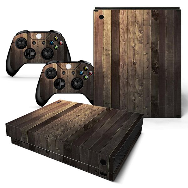 

Superb Wooden Style Full Set Skin Sticker Protective Vinyl Decals For Microsoft xbox one X Console and 2 Controllers Cover Skin Stickers
