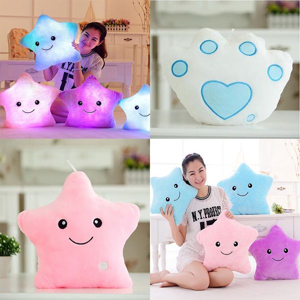 2019 Light Up Pillow Star Shaped And Bear Paw Sofa Relax Cushion