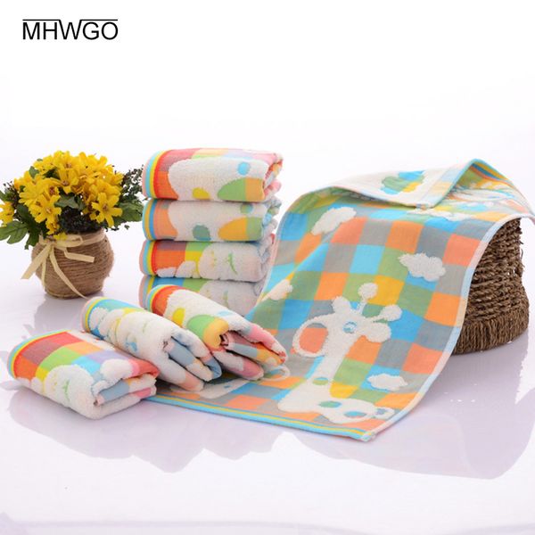 

mhwgo 2018 new baby five layers 100% pure cotton baby towel infants gauze comfort cute cartoon kids soft face children towel