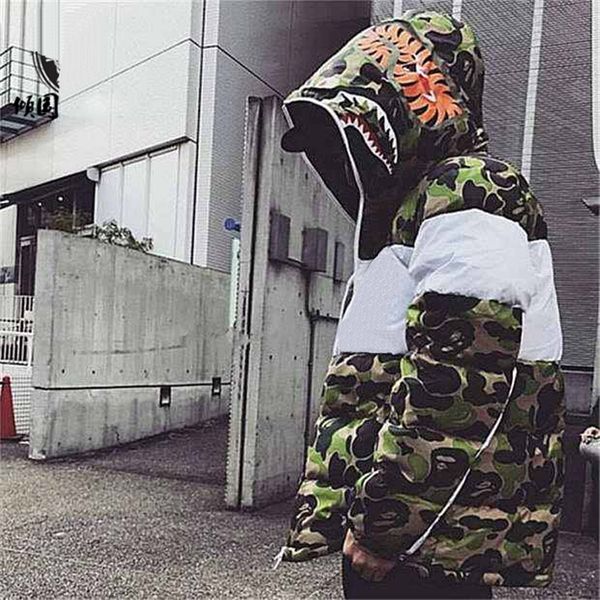 

18ss WGM обезьяна акула хлопок куртка зеленый камуфляж куртка мужская мода пальто ка