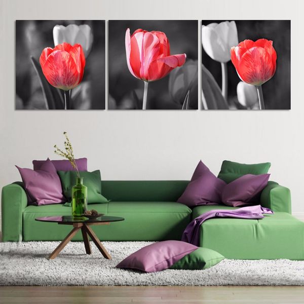 Acheter Rouge Et Gris Tulipe Fleurs Photo Hd Imprimé Toile Imprimé Peinture Mur Photos Pour Le Salon Mur Art No Frame De 2773 Du Kittyfang