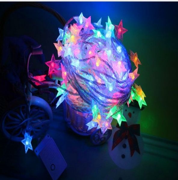 10M100LED STAR Lights Pentagram Light Strings Starry Party Weihnachtstag Garten Hochzeit Dekoration Dekorative Laterne