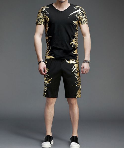 

new fashion 2018 tracksuit set shorts pants casual men track suit f951, Gray