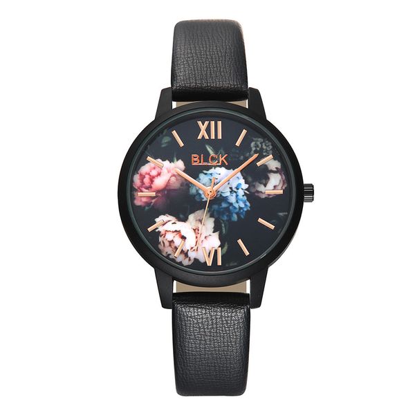 

fashion simple women's watches lady watch leather strap watch four flower solid color analog quartz wristwatch girl gift, Slivery;brown