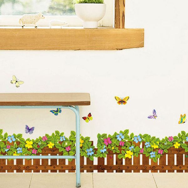 

new arrival grass flowers butterfly wall stickers cartoon wall decals for kids room home décor