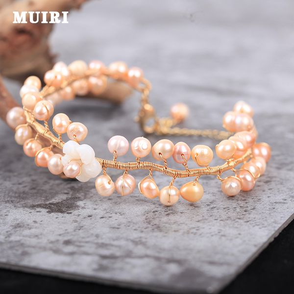 

natural pearls women bracelets bangles adjustable handmade charm bracelet female style retro wrist accessories 2018 new fashion, Golden;silver