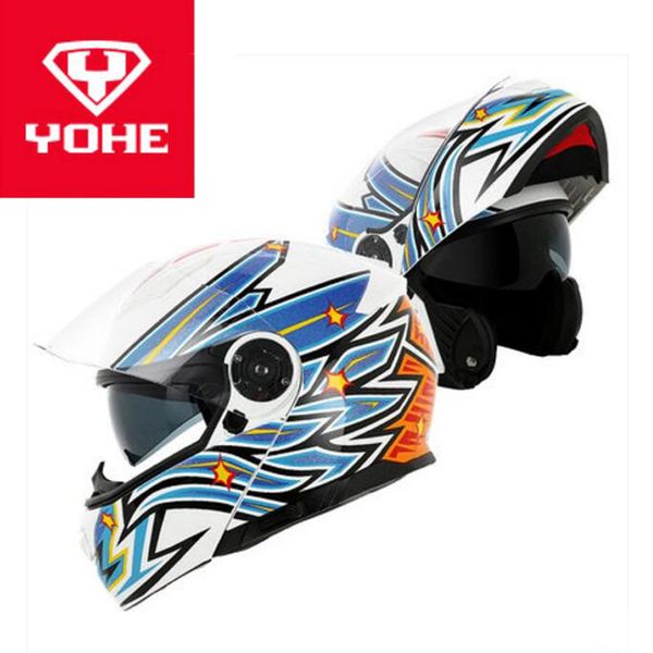 

2018 autumn winter new yohe double lens flip up motorcycle helmet yh950 open face motorbike helmets made of abs / eps 9 colors