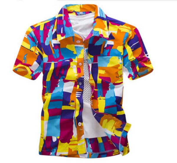 

fashion men hawaii shirt beach floral shirt tropical seaside hawaiian shirt quick dry brand camisas mens dress shirts big size, White;black