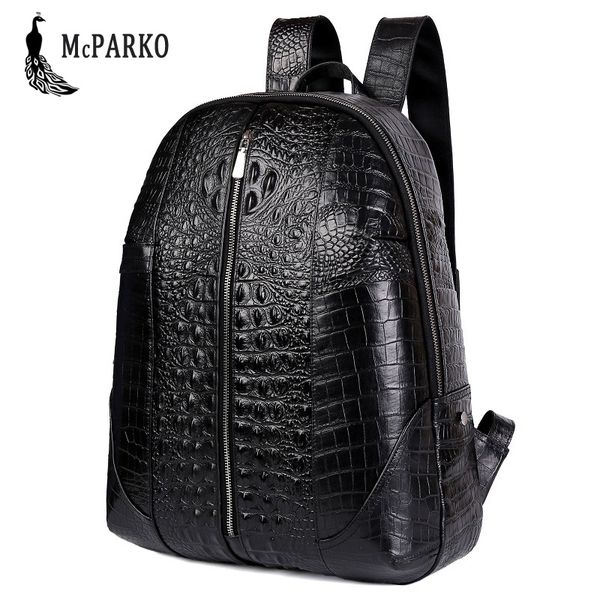 

exquisite cow leather backpack for men luxury embossing crocodile pattern lapbackpack genuine leather bag men soft cowhide