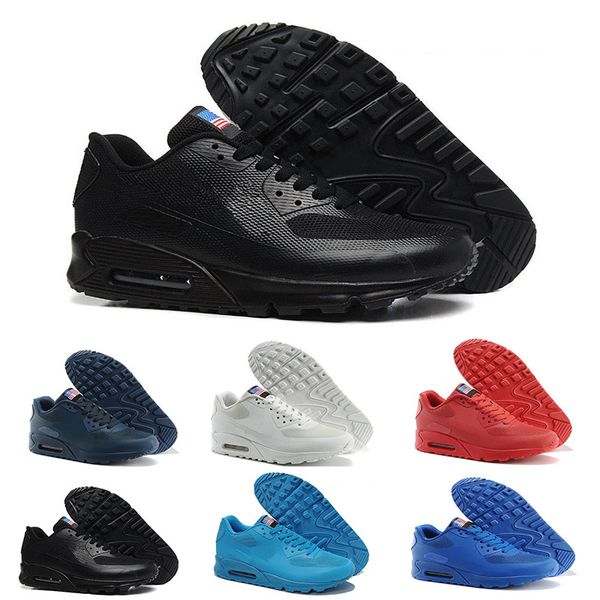 

90 HY PRM QS Men Women Casual Shoes 90s HyperS fuse American Flag Black White Navy Blue Gold Silver