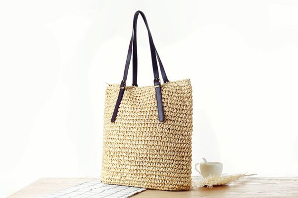 

новый простой сплошной цвет соломы мешок мори женский плечо тканые мешок четыре сезона путешествия диких сумки