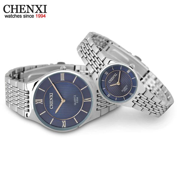 

chenxi brand new 2017 quartz couple watches ladies wristwatches women men dress watch waterproof fashion lovers watches, Slivery;brown