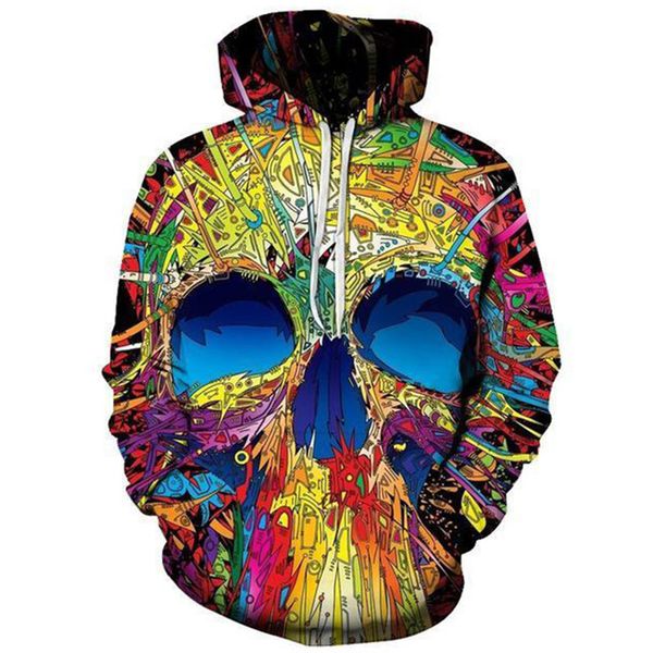 

новые женщины / мужчины череп толстовки череп красота 3d печати уличная шляпа пуловеры топы мода повседневная h133, Black