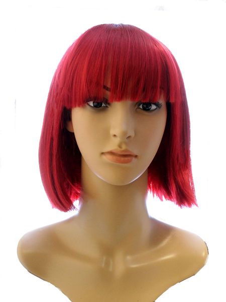 

fashion 12" women's short red straight synthetic hair wigs, Black;brown