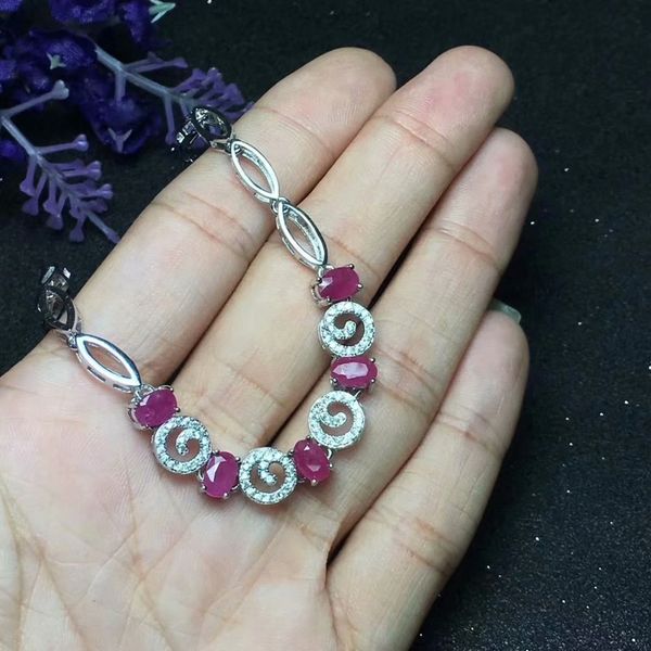 

natural ruby bracelet 925 sterling silver bracelet precious stones an engagement proposal gift. beautiful jewelry for a lover, Golden;silver
