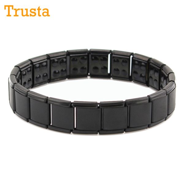 

trusta men/women's tg80 black germanium titanium steel bracelet 316l power bracelet energe bangle birthday friendship sport gift, Golden;silver