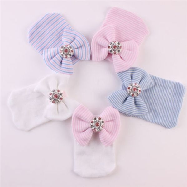 

infant baby knitted hat keeping warm cotton beanie bowknot soft striped cap hospital cap p pgraphy props, Yellow