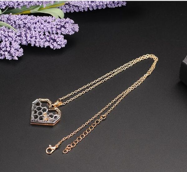 

charm fashion silver necklaces for women girl heart honeycomb bee animal pendant choker necklace jewelry party prom gift