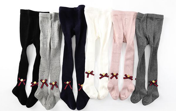 

preppy style kids legging girls vertical stripe knitted tights children stripe ribbon bows bee buttons cotton pantyhose girls bottoms a00692, Blue