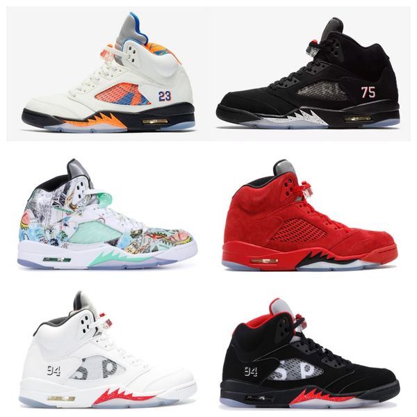 

5s new wings paris 5 international flight red blue suede white cement camo oreo basketball sports shoes sneakers for men women