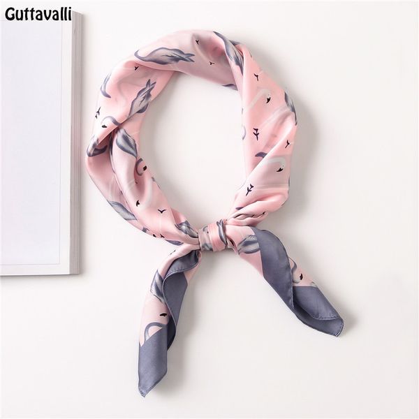 

guttavalli women fashion geometric flamingo square tie small chevron summer female skinny scarf bohemia stripes satin scarves, Blue;gray