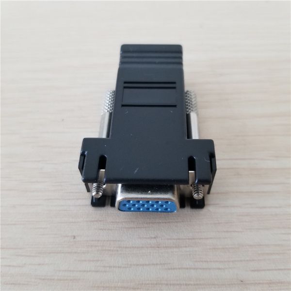 

10pcs/lot rj45 network adapter to vga convertor extender female to female connector plug