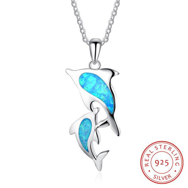 

blue fire opal women fashion 925 sterling silver necklace with chain