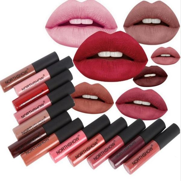 

240pcs/lot dhl northshow liquid matte lipstick waterproof red lip color lipgloss moisturizer velvet matte lip gloss tint makeup