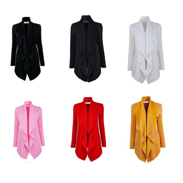 

women's clothing open stitch ruffle outerwear coats jackets ladies crop frill shift slim fit peplum blazer jacket coat suits, Black;brown