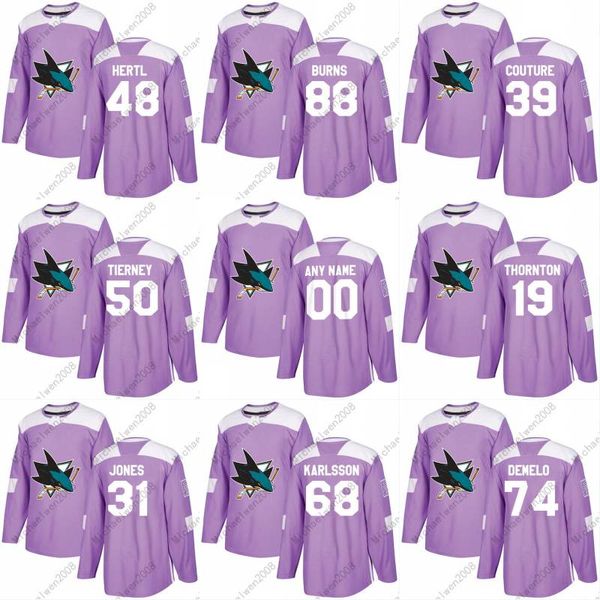 

2018 Fights Cancer Jersey 27 Joonas Donskoi 36 Jannik Hansen 68 Melker Karlsson 62 Kevin Labanc San Jose Sharks Custom Hockey Jerseys