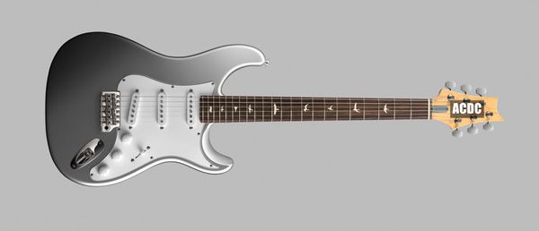 Custom Paul Smith John Mayer Sliver Tungsten Electric Guitar ST Style Shape Shape, Black Neck Plate, White Pearl Bird Inlay, Tremolo Bridge