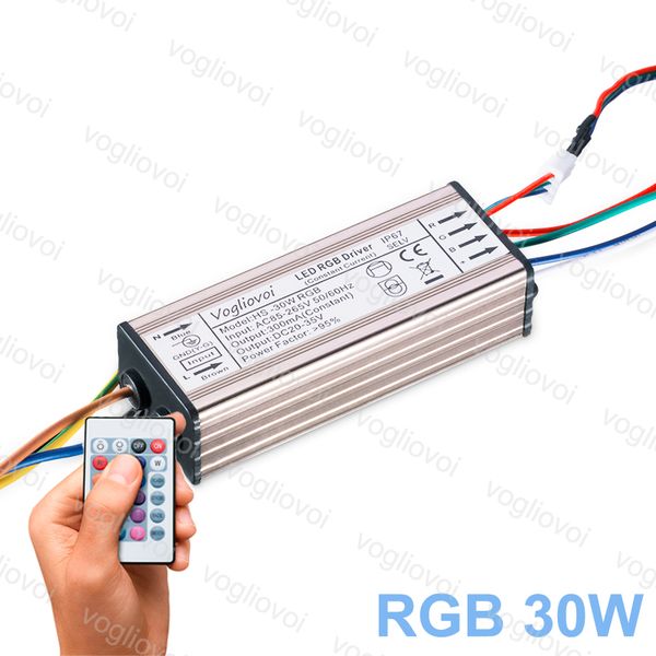 

led driver rgb 30w full power 300ma waterproof for flood lamp ac110v ac220v aluminum led transformer adapter with 24keys epacket