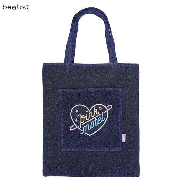 

korean women student shopping bag shiny cotton handbags tote bags casual shoulder bags clutch hand bag purse pouch