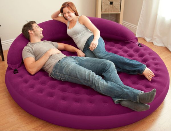 

191x53cm purple round inflatable mattress camping mattress air bed pvc flocked inflatable bed with pillow outdoor camping mat