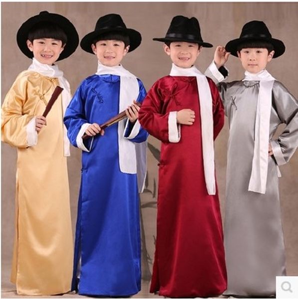 

clothing national crosstalk costumes boy robes perhaps children show chinese style new gown, Blue