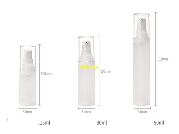

100pcs/lot 15ml 30ml 50ml empty plastic white airless pump bottle vacuum lotion matte refillable bottles cosmetic containers