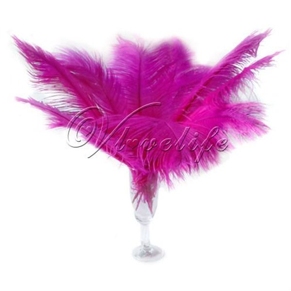 

wholesale-10pcs fuchsia ostrich feathers approx 35-40cm 14-16" wedding party