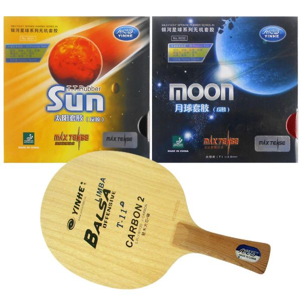 

wholesale- original pro table tennis pingpong combo racket galaxy yinhe t-11+ with sun and moon factory tuned long shakehand fl