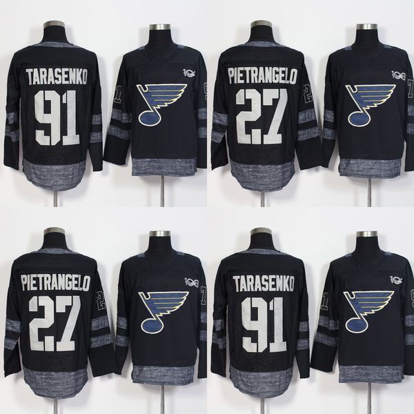 

St. Louis Blues 100 Anniversary 91 Vladimir Tarasenko 27 Alex Pietrangelo 2017 Centennial Classic Stitched Jersey