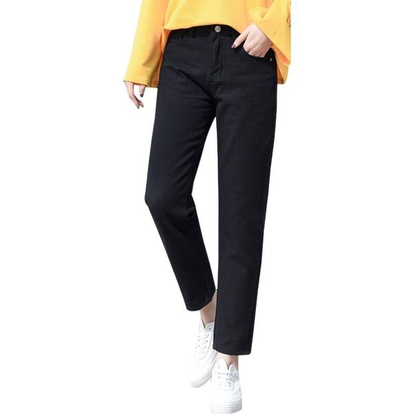 

jeans mujer plus size high waist denim jeans woman loose boyfriend washed pants trousers korean style clothes, Blue