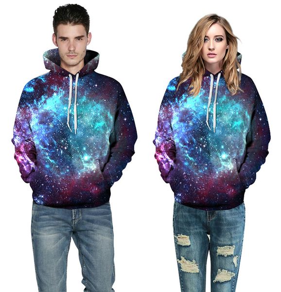 

men women couple sweat shirt autumn winter pullover hoodies sweater coat long sleeve hoodies digital 3d printing ing, Blue;black