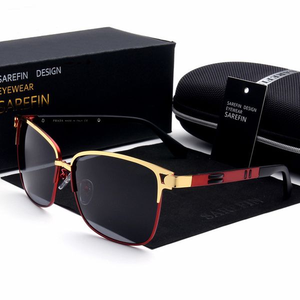 

brand polarized sunglasses man's personality cool aluminum magnesium drivers driving travel essential boy man sunglasses with case, White;black