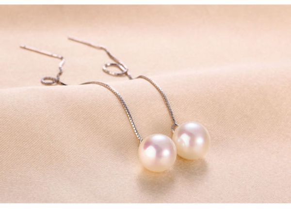 

10mm white south sea shell pearl silver dangle earrings