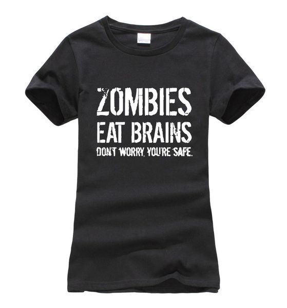 

zombies eat brains so you're safe print women t-shirt 2017 summer fashion harajuku brand korean tee shirt femme funny punk, White