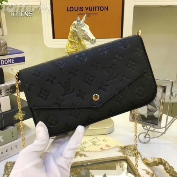 

2019 M64065 женщины тиснение цепи сумочка кошелек сцепления кошелек черный Посланник